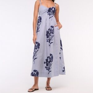 NWT Abercrombie & Fitch Sweetheart Babydoll Striped Navy Floral Maxi Dress